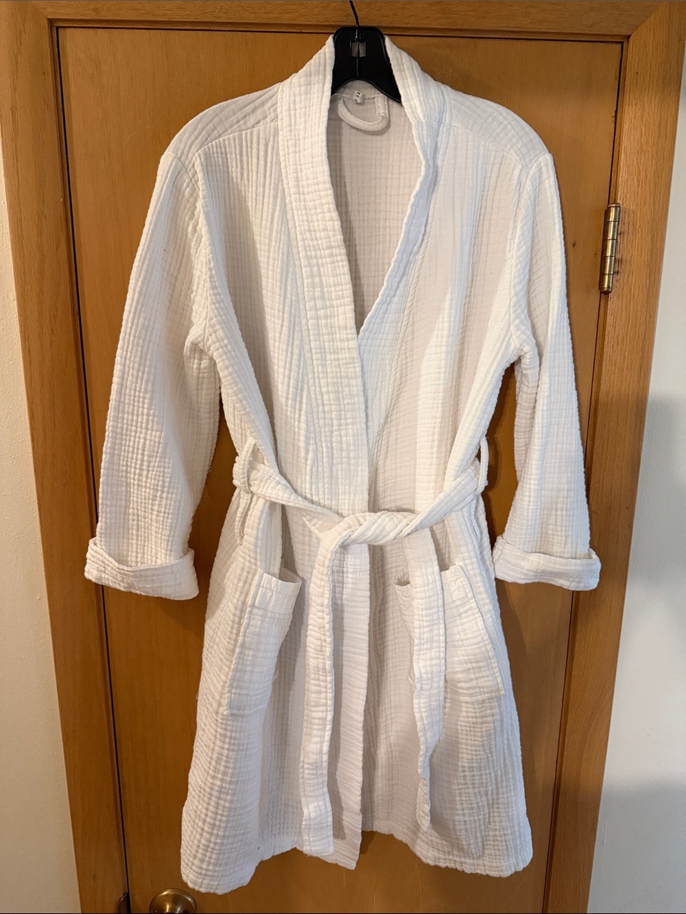 Pottery Barn Bath Muslin Cotton Belted Robe White Size Small